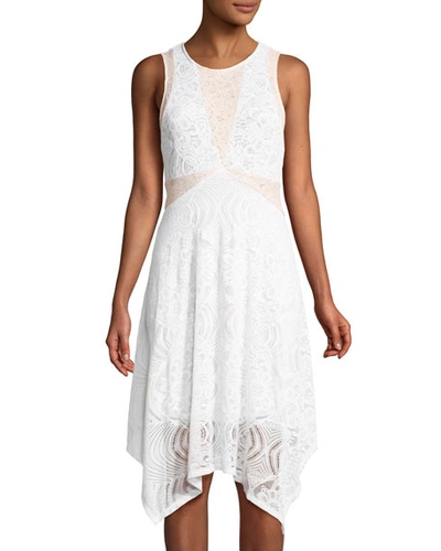 Bcbgmaxazria Meilani Color-block Lace Dress In White Combo