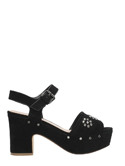 Julie Dee Platform Black Suede Sandals