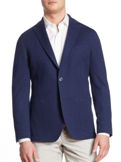 Saks Fifth Avenue Collection Knit Checkered Jacket In Navy