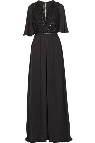 Elie Saab Embellished Tulle-paneled Silk-chiffon Jumpsuit