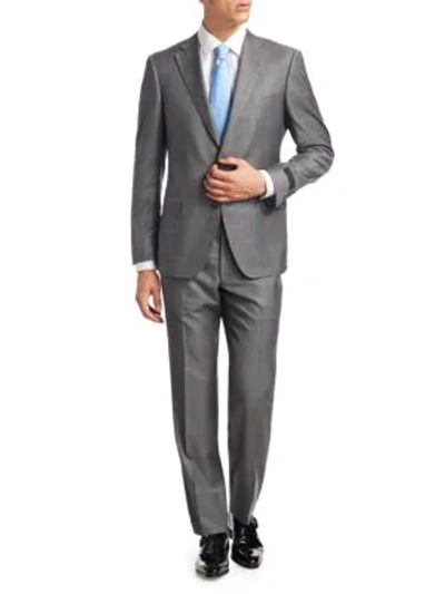 Saks Fifth Avenue Collection By Samuelsohn Plaid Suit In Grey