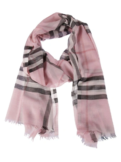 Burberry Striped Scarf In Pink & Purple