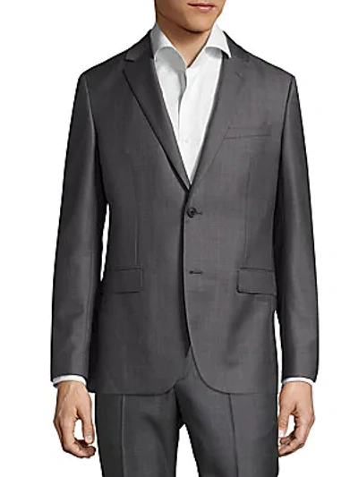 Theory Slim-fit Dobby Wool Suiting Blazer In Charcoal Multi