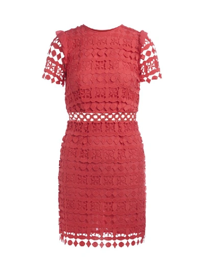 Michael Kors Red Lace Sheath Dress In Rosso