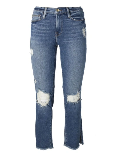 Frame Denim Straight Raw Edge Jeans