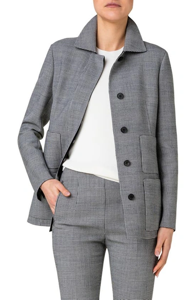 Akris Prince De Galles Wool Blazer Jacket In Black-ecru