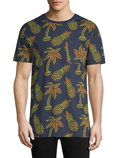 Wesc Maxwell Pineapple All Over Print Graphic Cotton T-shirt In Pineapple Navy