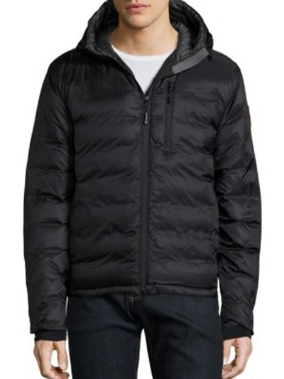 Canada Goose Lodge Hooded Jacket In Black Graphite