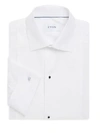 Eton Pique Front Cotton Dress Shirt In White