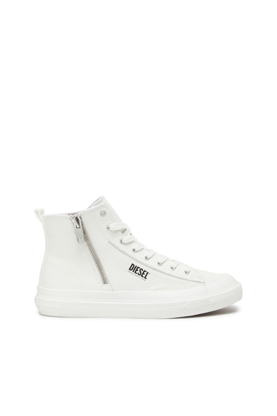 Diesel High-top Trainers With Side Zip In White