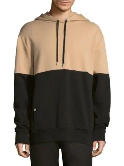 Public School Rufflo Colorblocked Cotton Hoodie In Sand Black