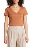 Nordstrom Everyday V-neck T-shirt In Rust Argan Oil