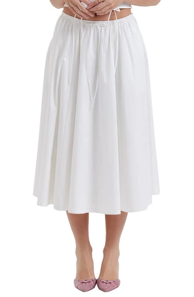 House Of Cb Cora Gathered Lace-up Skirt In White