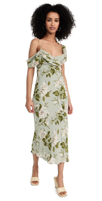 Reformation Reya Floral Drape Dress In Teagarden