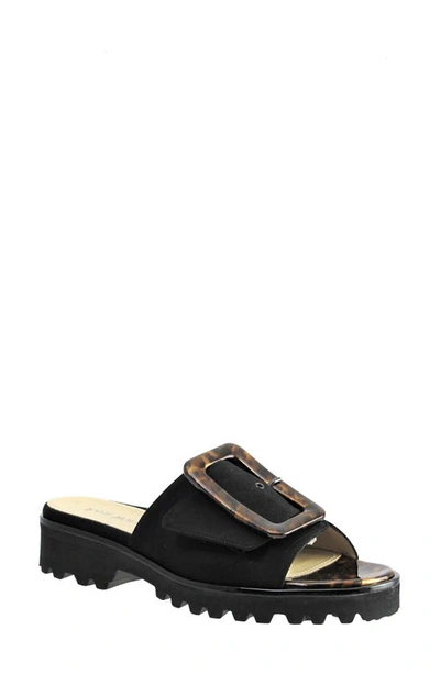 Ron White Candra Tort Lug Slide Sandal In Onyx