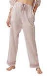 Free People Sleep Mode Cotton Pajama Pants In Lavender Combo