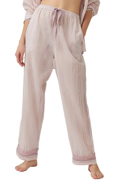 Free People Sleep Mode Cotton Pajama Pants In Lavender Combo
