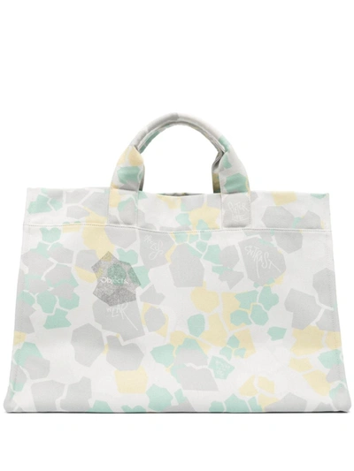 Objects Iv Life Abstract-print Cotton Tote Bag In Yellow