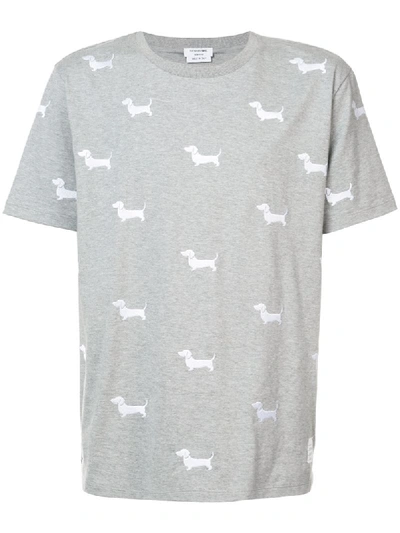 Thom Browne Hector Embroidery Shortsleeved T-shirt In Grey