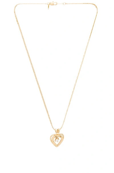 Vanessa Mooney Nora Heart & Crystal Charm Necklace In Metallic Gold