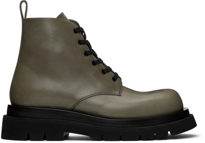 Bottega Veneta Lug Asphalt Lace-up Boot In Green