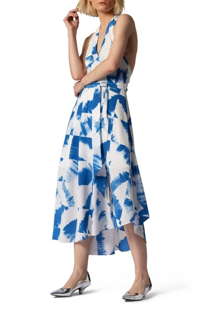 Equipment Alejandra Tie-dye Twist-back Halter Midi Wrap Dress In Blue