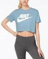 Nike Sportswear Essential Cropped Top In Leche Blue/white