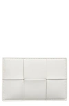 Bottega Veneta Intrecciato Leather Card Case In 9009 White-gold
