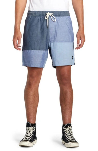 Rvca Patchwork Shorts In Blue