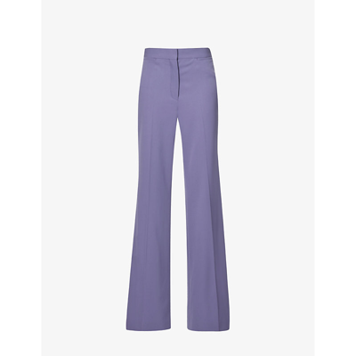 Stella Mccartney Womens Mauve Flared Mid-rise Stretch-wool Trousers