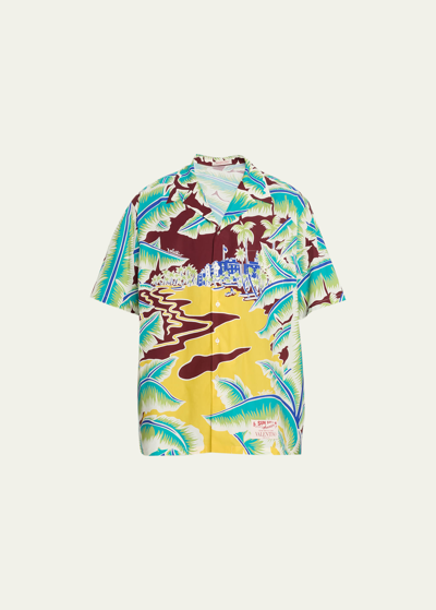Valentino Tropical-print Short-sleeve Shirt In Multicoloured