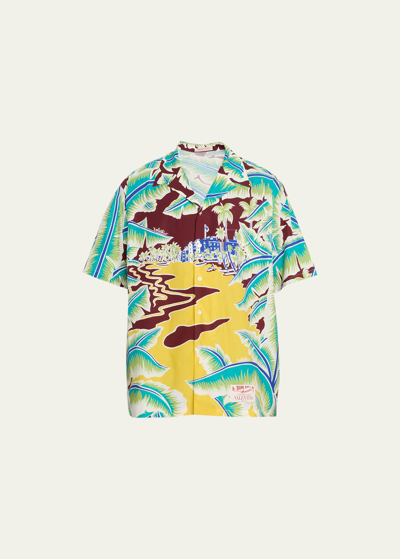 Valentino Tropical-print Short-sleeve Shirt In Multicolour