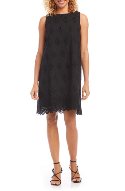 Karen Kane Cotton Eyelet Shift Dress In Black