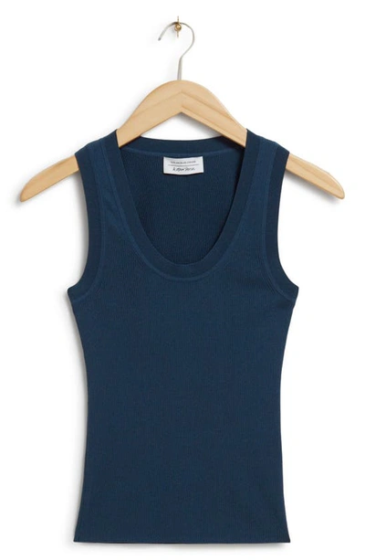 & Other Stories Scoop Neck Rib Sweater Tank In Navy