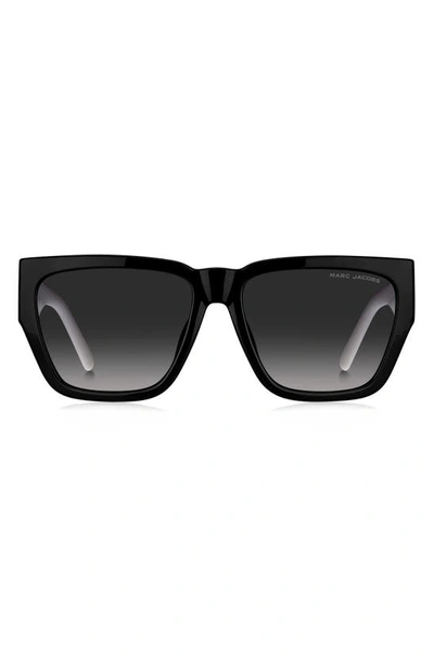 Marc Jacobs 57mm Gradient Square Sunglasses In Blck White