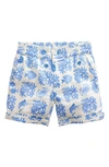 Mini Boden Kids' Cotton & Linen Roll-up Shorts In Provence Lagoon