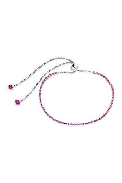 Sterling Forever Fuchsia Cz Slider Bracelet In Rose