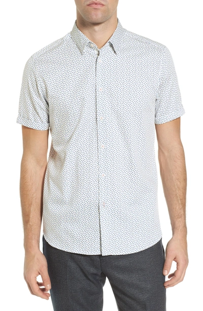 Ted Baker Narntt Extra Slim Fit Short Sleeve Sport Shirt In White