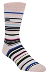 Calvin Klein Men's Striped Crew Socks In Faded Pink