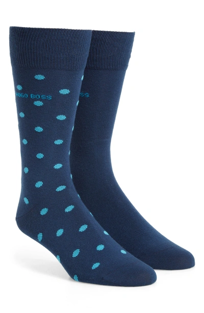 Hugo Boss Dot Socks In Blue