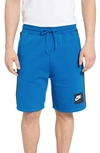 Nike Sportswear Air Fleece Shorts In Blue Nebula/ Anthracite/ White