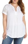 Lucky Brand Floral Drop Needle Cutout Top In Lucky White
