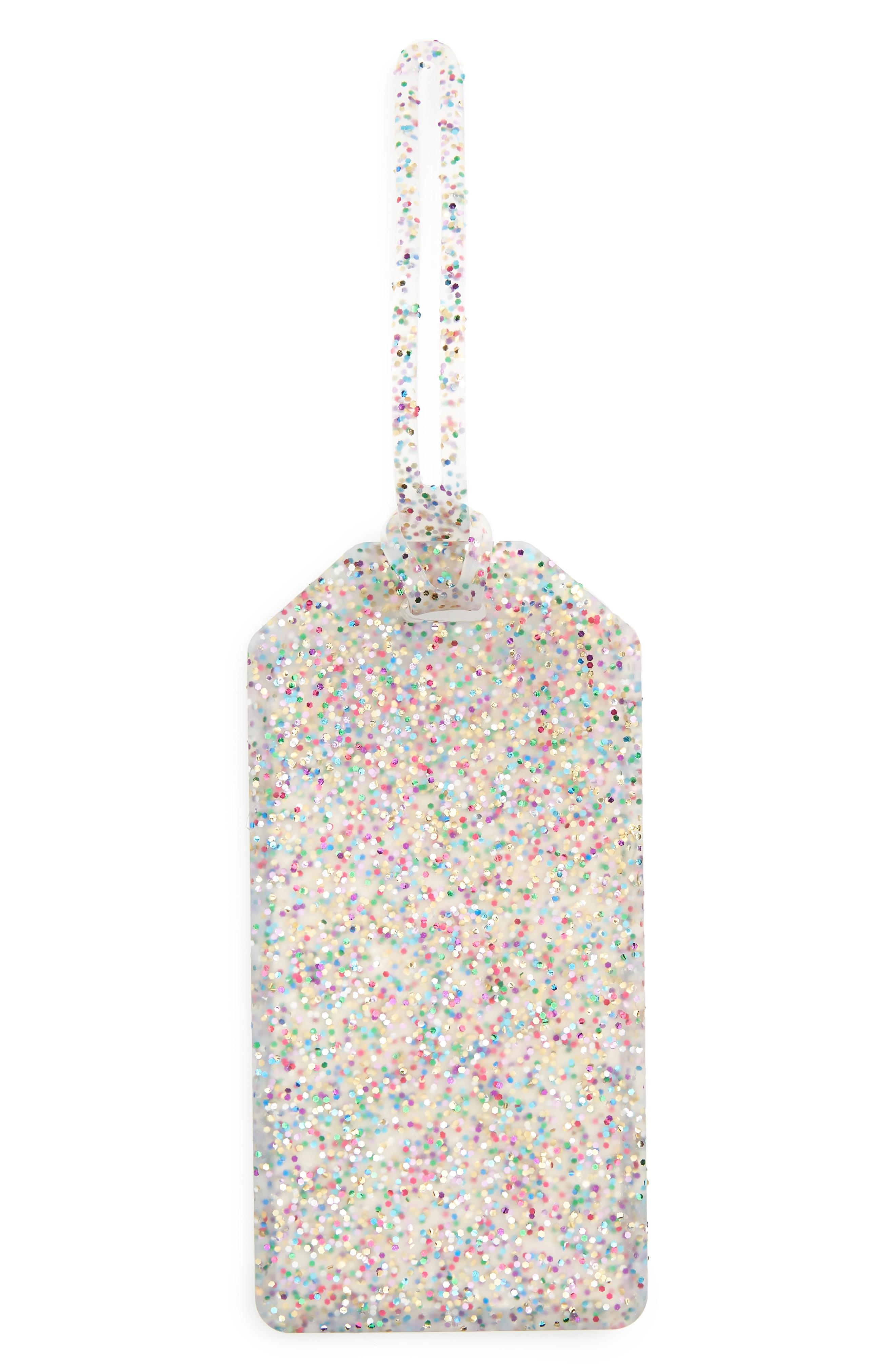glitter luggage tag