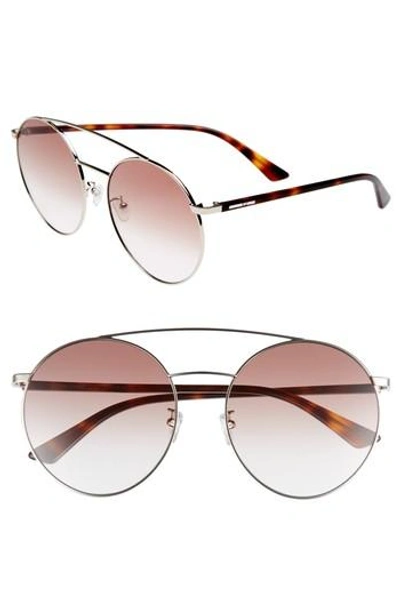 Mcq By Alexander Mcqueen 61mm Round Aviator Sunglasses - Silver/ Dark Havana