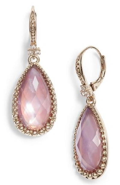 Marchesa Pear Stone Drop Earrings In Gold/ Blush Multi