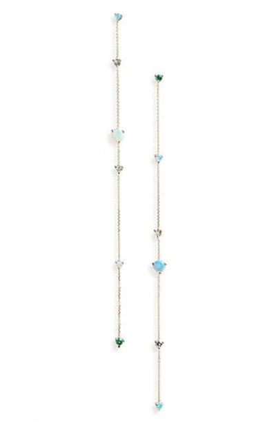 Wwake Linear Chain Earrings In Opal/ White Diamond
