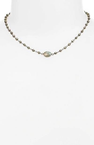 Ela Rae Libi Semiprecious Stone Collar Necklace In Labradorite
