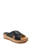 Latigo Kayda Cross Strap Platform Sandal In Black Leather