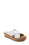Latigo Kayda Cross Strap Platform Sandal In White Leather