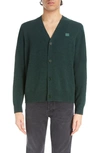 Acne Studios Logo-patch V-neck Cardigan In Bottle Green